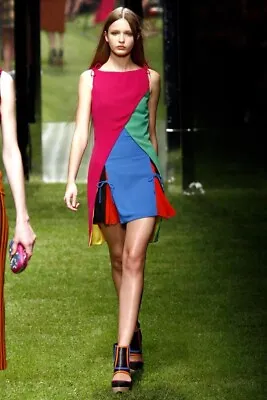 Versace Versus ColorBlock Dress Spring 2011 RTW Show Short Sleeveless S M • $299.99