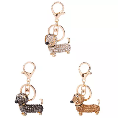 Key Pendant Holder  Gift Ring Car  Purse Dachshund Dog Crystal Fashion Keychain • $7.37