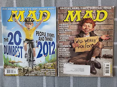 Mad Magazine Lot~ #519 Feb 2013 & #501 May 2009~dumbest Of 2012+homeless Covers! • $9.99