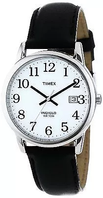 Timex Easy Reader White Dial Black Leather Analog Quartz Men's Watch T2H281-H20 • $16.75