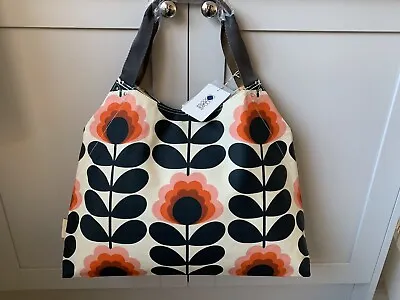 Orla Kiely Summer Flower Stem Laminated XL Shopper Tote Shoulder Beach Bag BNWT • £120