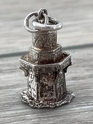 Sterling Silver Lighthouse Nautical Ocean Travel Building Old 3d Charm Pendant • £18.99