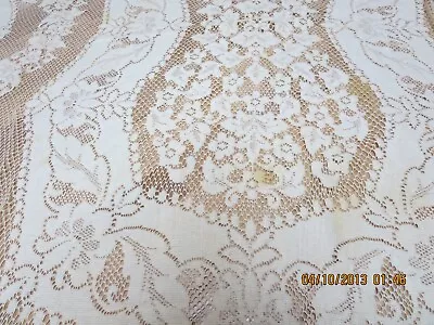 Vintage Cream Lace Tablecloth--oval--72  X 70 --#y8a-1 • $14