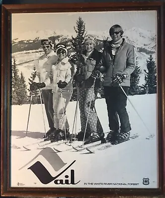 $199.99 • Buy Original Large Vintage Ski Poster Vail Colorado Photo 1970s Travel Agency Framed