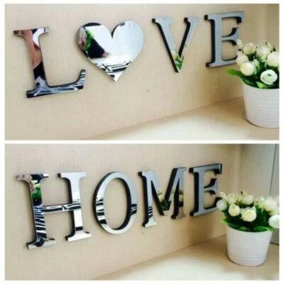 £3.45 • Buy 4 Letters Love Home Furniture Mirror Tiles Wall Sticker Self-Adhesive Art Decor 