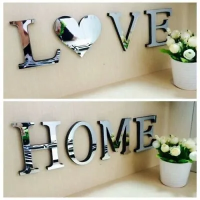 £3.49 • Buy 4 Letters Love Home Furniture Mirror Tiles Wall Sticker Self-Adhesive Art Decor