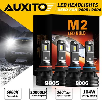 4x 9005 9006 LED Combo Headlight Bulb High Low Beam Kit 6000K Super Bright White • $48.59