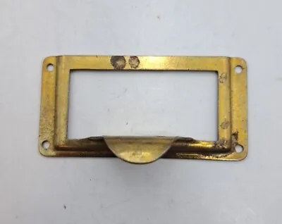 One Antique / Vintage Brass 2 1/2   Label Holder For Cabinet  Hardware  • $12