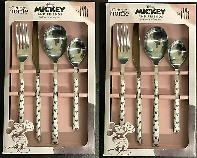 2 X BNIB Disney Mickey Mouse 16 Piece Cutlery Set Fork Knife Spoon Asda • £39.99