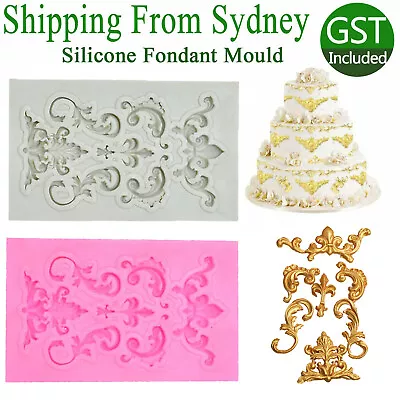 1 Vintage Silicone Fondant Mould Relief Baroque Cake Decor Border Sugar DIY Mold • $5.38