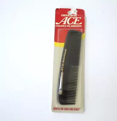 Vintage Genuine Ace Hard Rubber Comb 5  Black Made USA Pocket Sealed NOS • $24.99