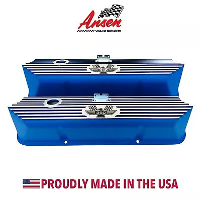 Ford FE 390 American Eagle Valve Covers Blue - Die-Cast Aluminum - Ansen USA • $275