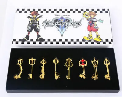 $19.65 • Buy Kingdom Hearts Metal Keyblade Sword Weapon Set Of 8 KH 3 Necklace Charm Gift 