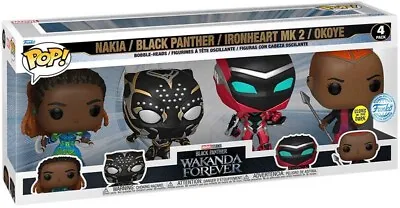 FUNKO POP VINYL MARVEL: BLACK PANTHER 4 Pack Inc Nakia Ironheart MK2 Okoye NEW • £25