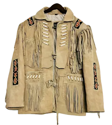 Men's Native American Cowboy Jacket Fringe Leather Jacket - Western Suede Jacket • $119.99