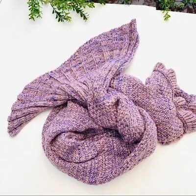 Purple Woven Child Sized Mermaid Tail Novelty Small Woven Small Blanket Knit • £15.03