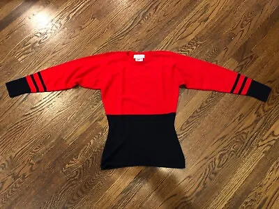 $39.99 • Buy N Peal Red/Black Cashmere Crew Neck Sweater Vintage, Size S