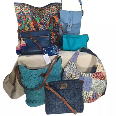 Blue Purse Lot - 8 Bags - Coach Vera Bradley Fossil Calvin Klein Tote Cross Body • $65