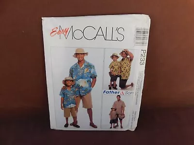 McCalls Mens S-XL  & Boys 3-8 Shirt Shorts & Hat Uncut Pattern P233 • $3.99