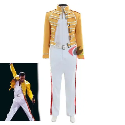 $43 • Buy Queen Lead Vocals Freddie Mercury Cosplay Costume Queen Band Yellow Outfit