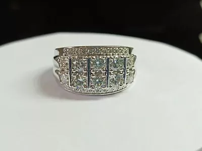 Men's Engagement Round Real Moissanite 2.90 Ct Custom Proposal Ring 925 Silver • $122.99