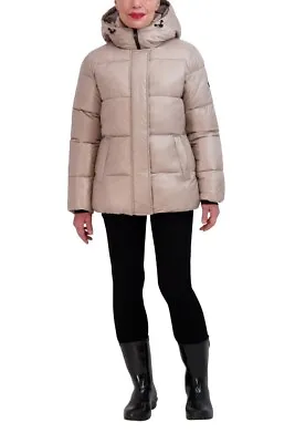 Two By Vince Camuto Puffer Jacket Women's Medium Winter Coat Hooded Taupe Tan • $34.99