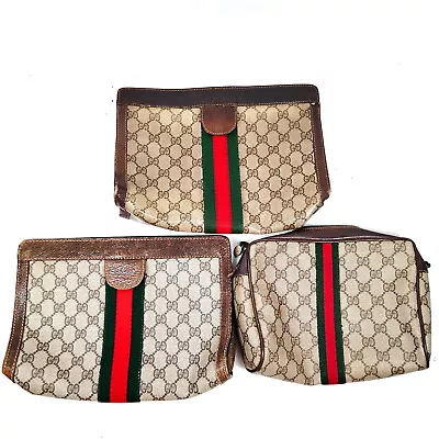 Vintage Gucci Clutch Bag 3 Pieces Set   PVC Browns PVC 3351785 • $56