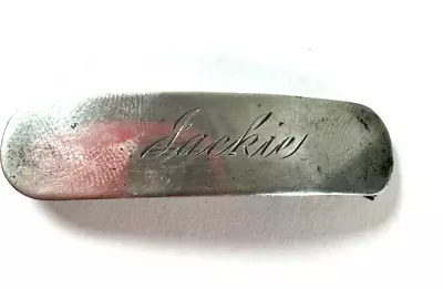 Vintage Hair Barrete Sterling Silver Monogram Jackie Name Small Size • $25