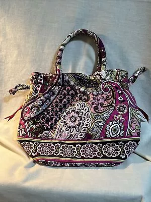 Vera Bradley Bucket Drawstring Purse Top Handles In Purple Paisley Meets Plaid • $19.99