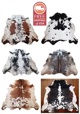 New Large 100% Cowhide Leather Rugs Tricolor Cow Hide Skin Carpet Area S-xl • £120.52