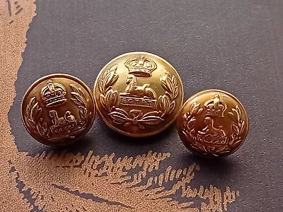 Three Lancashire Fusiliers Brass Buttons EGYPT King's Crown: 25mm; 20mm; 18.5mm • £15