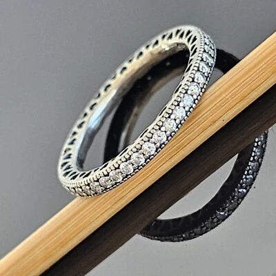 $42 • Buy Pandora CZ Hearts Of Pandora Eternity Stacker Ring Size 52 190963 Free Post 