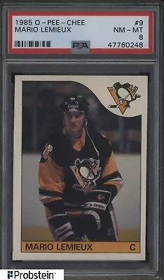 1985 O-PEE-CHEE OPC Hockey #9 Mario Lemieux Penguins RC Rookie HOF PSA 8 NM-MT • $575