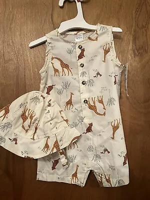 Carters Safari Baby Boy Jumper And Hat Set Size 6 Months NWT • $10.99