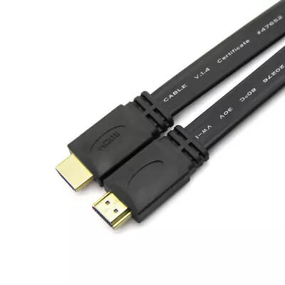 Long Flat HDMI Male To Male High Speed With Ethernet Cable SKY PS4 Gold Lead 3D • £2.94