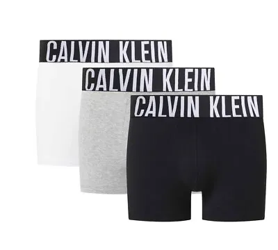 Calvin Klein Boxer Shorts 3 Pack Intense Power CK Underwear In Black Grey White • £42.99