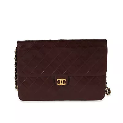 Chanel Vintage Burgundy Quilted Lambskin Single Flap Bag • $2400