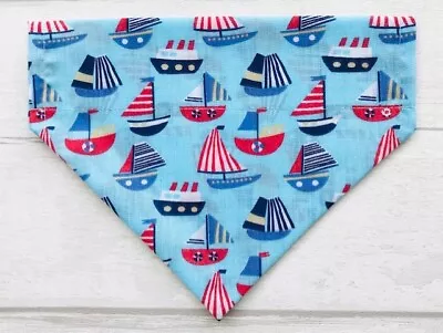 Handmade Dog Bandana SUMMER HOLIDAYS NAUTICAL Slide On Collar Scarf Sizes S-XL • £4.49