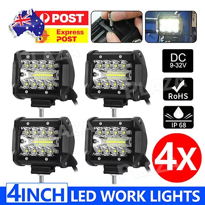 4PCS 4inch 200W LED Work Lights Spot Flood Light Bar Reverse 4WD 12V 24V AU • $18.95