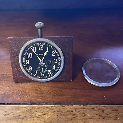 Waltham Vintage Car Clock 8 Day  Runs  2-3/4  Dial With Original Wood Base • $349