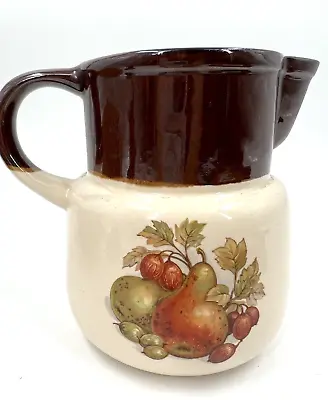 Vintage McCoy Harvest Pitcher #132 - Cottagecore Pears & Dates- Brown Drip Glaze • $11.99