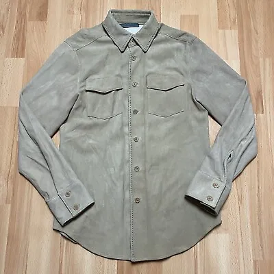 John Varvatos Deer Suede Shirt Jacket Size Men’s Small Button Up Shacket Brown • £175.99