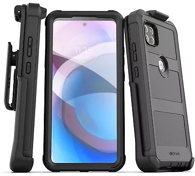 Motorola One 5G Ace Case With Screen Protector And Belt Clip Holster - Black • $16.99