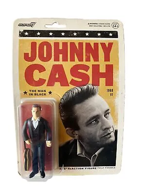Super7 ReAction Johnny Cash “The Man In Black” 3.75” Figure NEW 14+ • $14.99