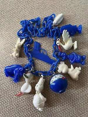 Vintage Charm Necklace Whimsical Blue White Compass Animals People • $38