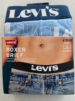 Levis Men's Blue Logo Boxer Brief/ Shorts (2-Pack) - Size XXL • £18.99