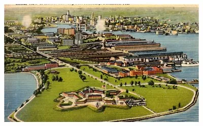 MD Aerial View Harbor Fort McHenry BALTIMORE Star Spangled Banner Written 1945 • $4