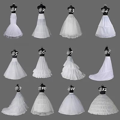 White Crinoline/Petticoat Slips Long Underskirt A Line Hoops For Wedding • $15.39