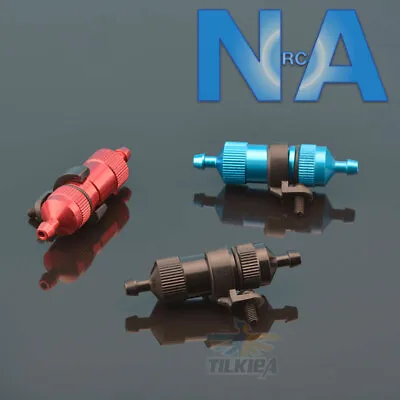 Fuel Filter 50mm Aluminium Alloy Blue Red Black With Mount Gas Petrol Nitro RC • $14.35