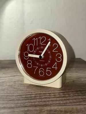 Vintage Timex 5601 Wind Up Round Tabletop/Bedside Alarm Clock Tan (WORKS) • $17.99